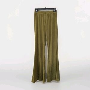 Forever 21 Faux Suede Flare Pants Pull On Green Med Forest Fairy Festival Boho